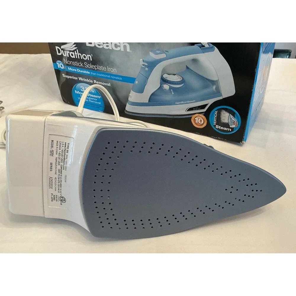 Hamilton Beach Durathon Steam Iron, Blue, Nonstick Soleplate, Open Box